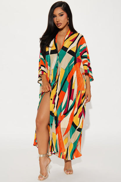 Isa Plisse Maxi Dress - Multi Color
