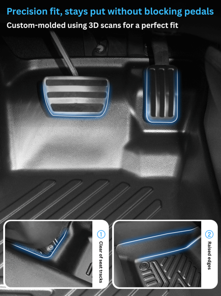 Custom Floor Mats and Trunk Mats for All Vehicle Types (Sedan, Hatchback, , MPV, Truck, SUV), Premium TPE Material & All-Weather Full Protection