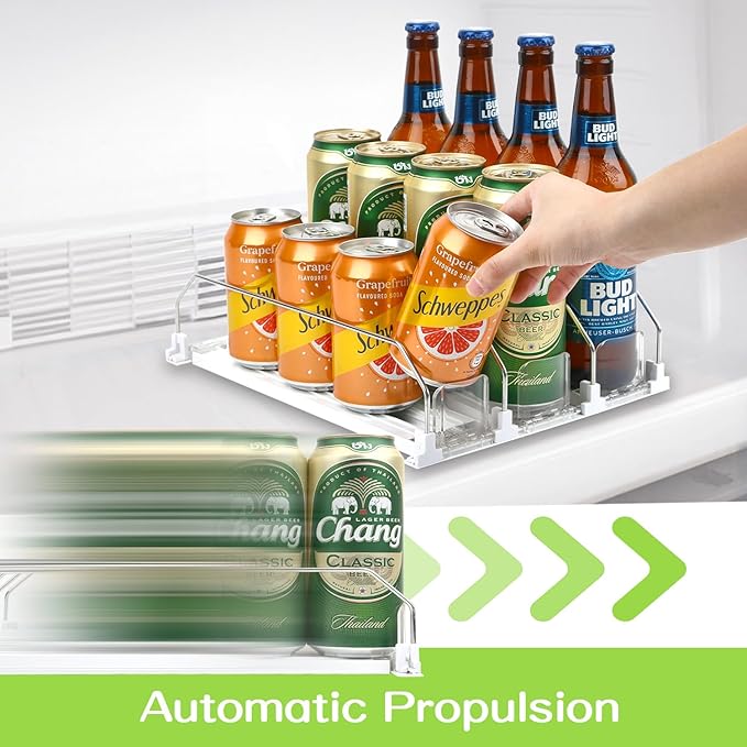 Drinking Pusher Propeller-Automatic Pusher Glide, Fridge Bottle Rack Drink Organizer