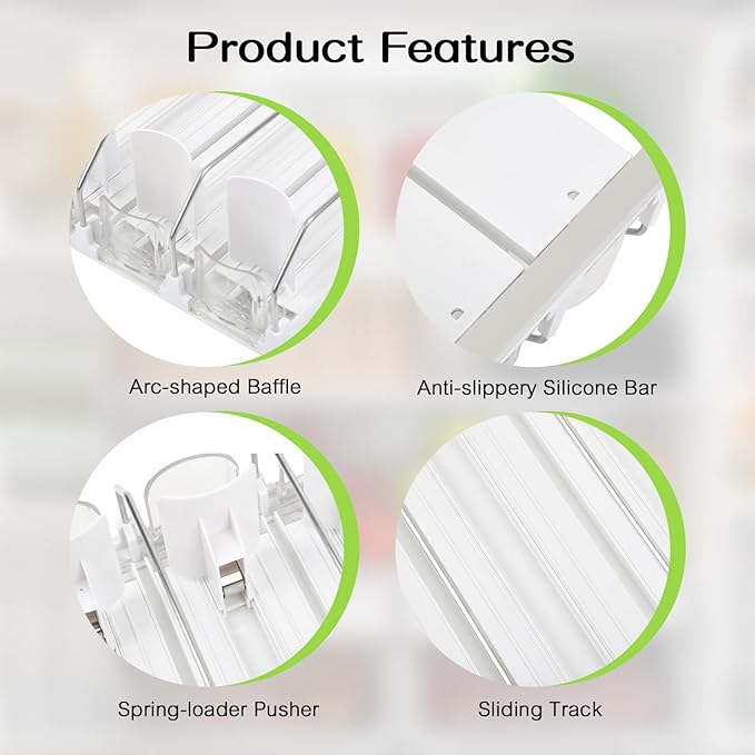 Drinking Pusher Propeller-Automatic Pusher Glide, Fridge Bottle Rack Drink Organizer