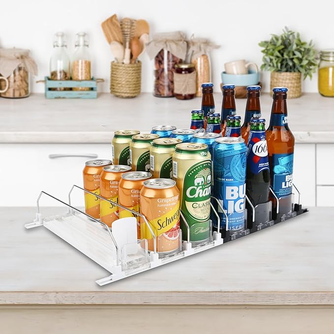 Drinking Pusher Propeller-Automatic Pusher Glide, Fridge Bottle Rack Drink Organizer