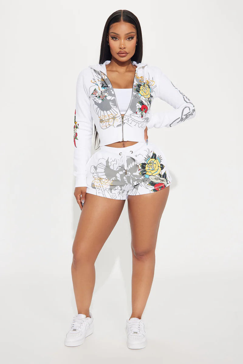 Ed Hardy Brave Eagle Shorts - White