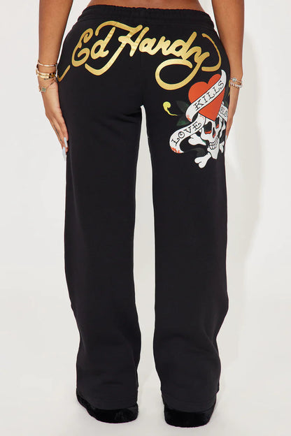 Love Kills Ed Hardy Pant - Black