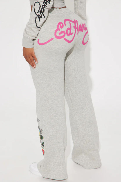 Ed Hardy Rose And Sword Sweatpant - Heather Grey